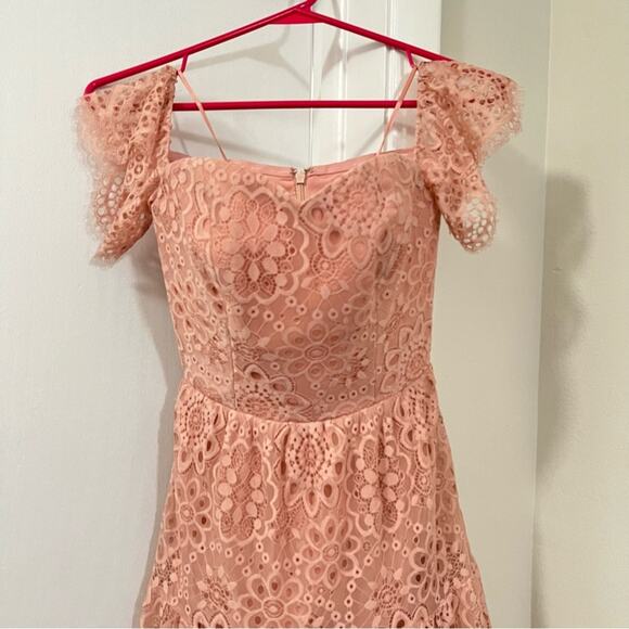 DRESS THE POPULATION River Lace Off the Shoulder Fit & Flare Dress - Picture 6 of 13